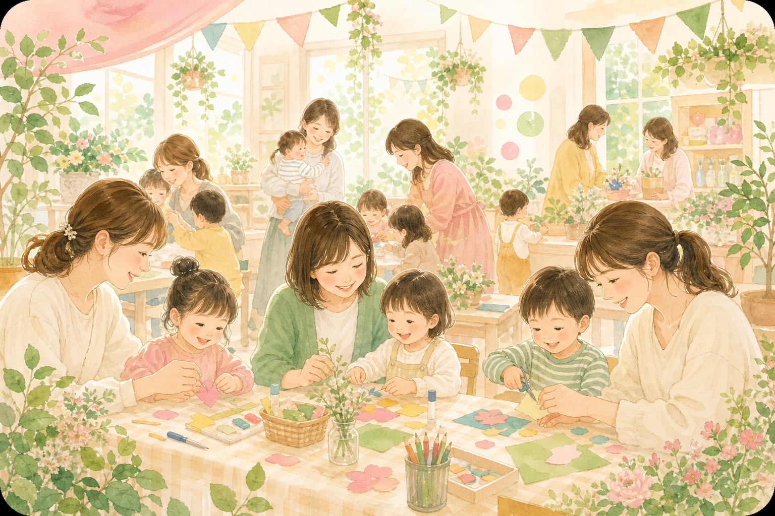 子どもと一緒のイベントのイラスト